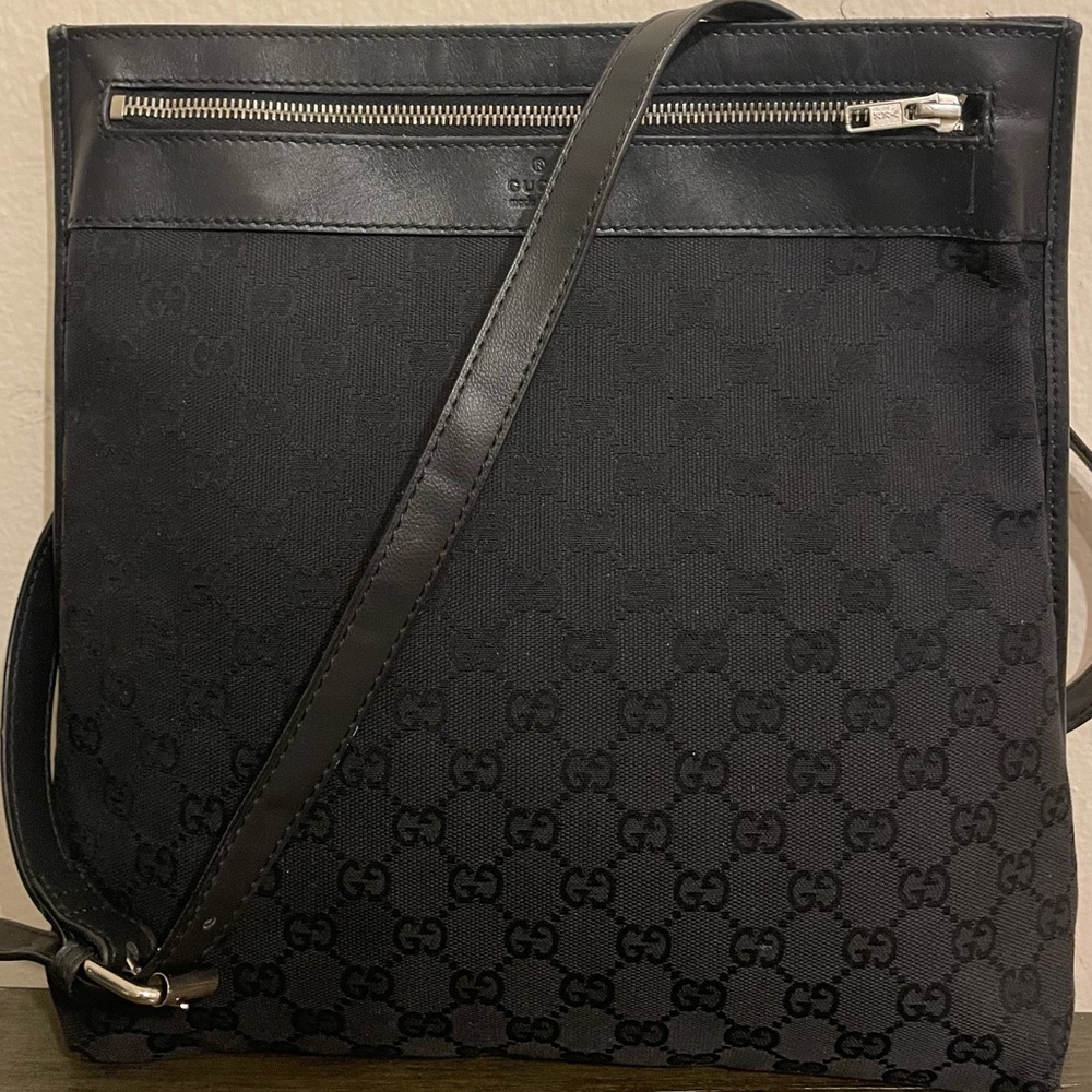 Gucci Black Monogram Messenger Bag